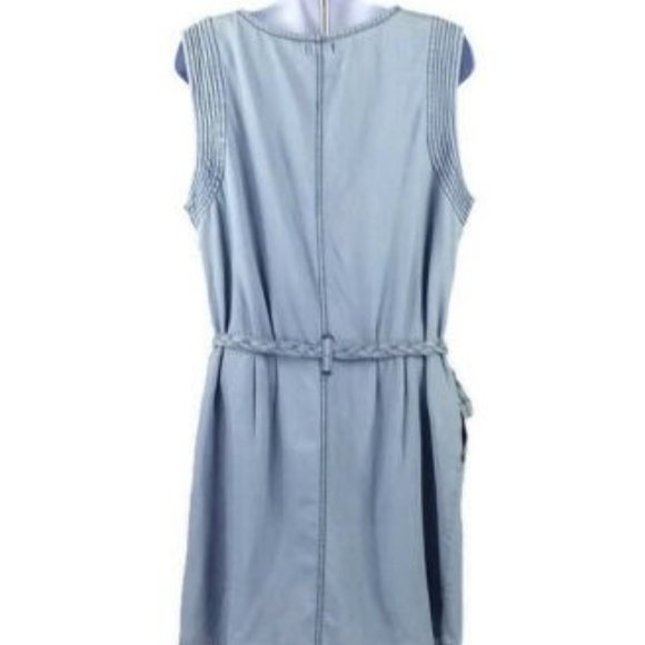 Bootheel Trading Co Cheryl Crow Blue Sleeveless Belted Denim Dress Womens Large - Picture 10 of 11